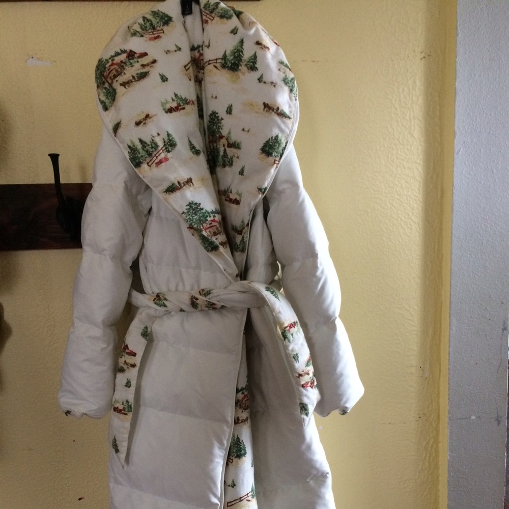 Flannel lined down the robe from Lands' End