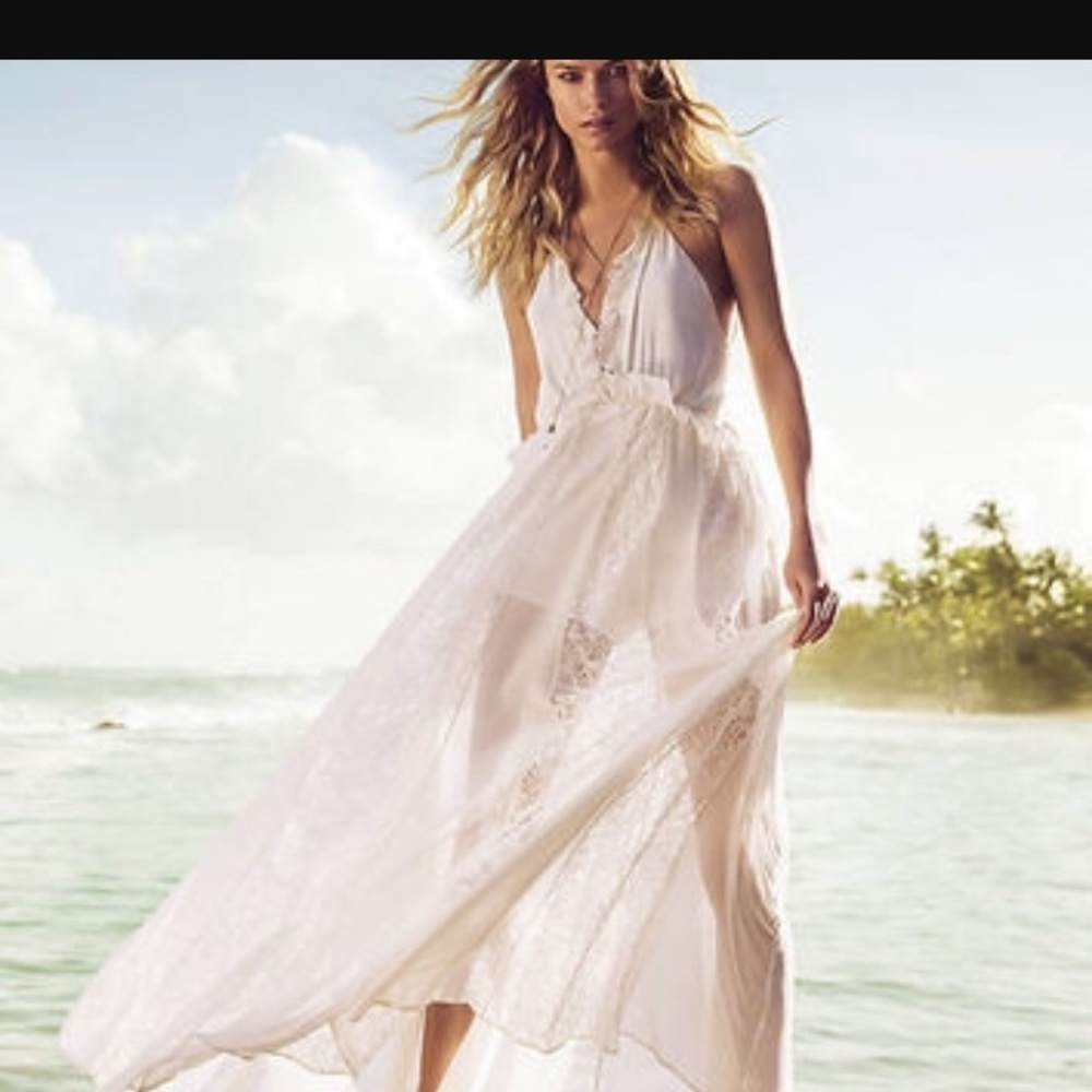 Express sold out long white lace dress Small NWT