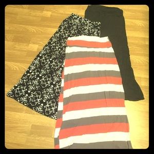 Multiple maxi skirts