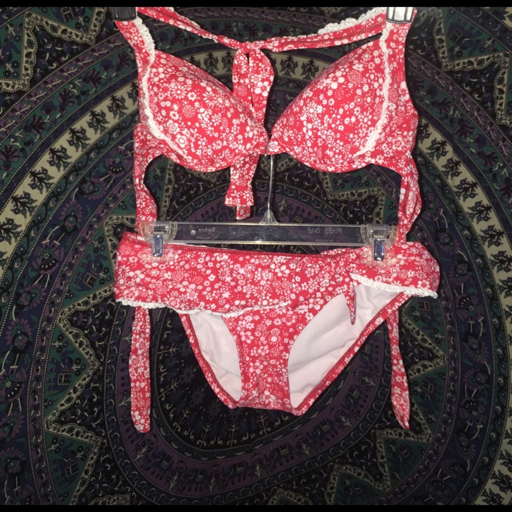 Red Floral Bikini