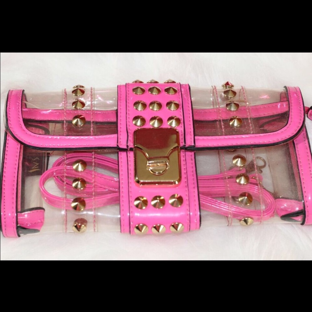 Neon pink Transparent Clutch