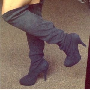 Black suede Knee high boots with 3 in heel
