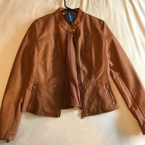 Blu Spero cropped faux leather jacket NWT