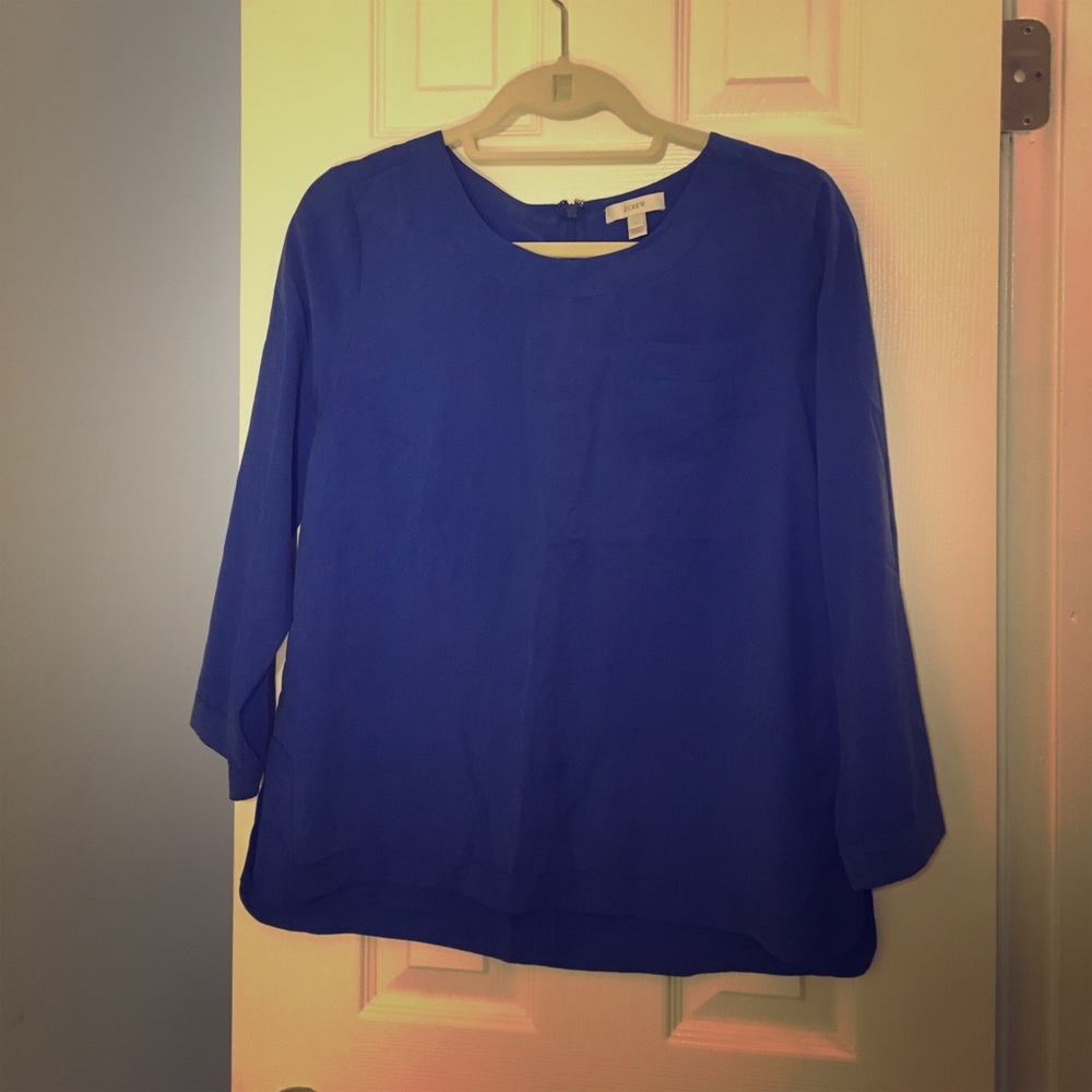 Mediterranean Blue 100% Silk J. Crew Blouse
