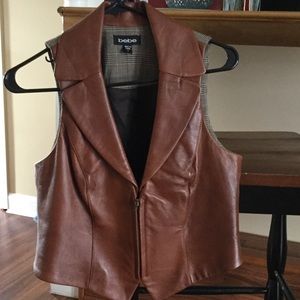 Leather bebe vest w/zipper