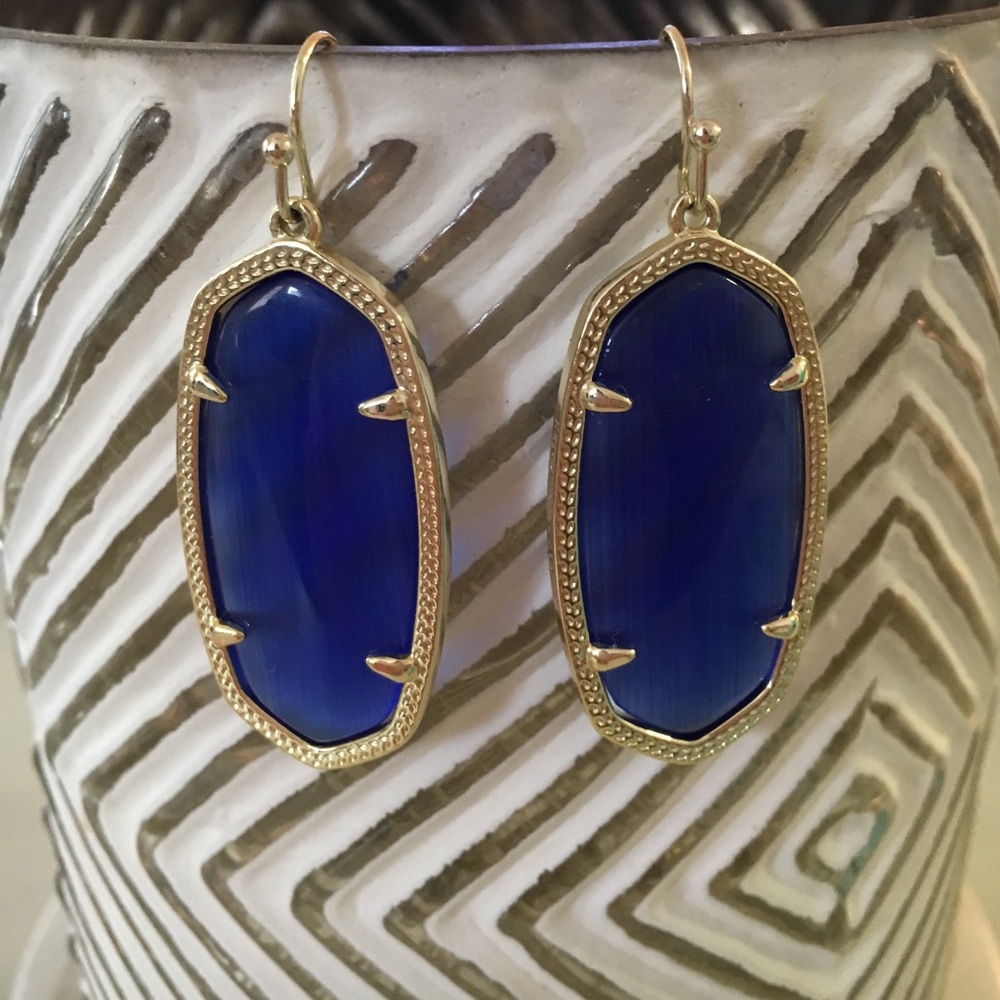 Kendra Scott Elle Earrings in Cobalt and Gold