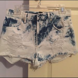 Forever 21 Acid Wash High Waisted Denim Shorts