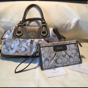 Authentic Coach Satchel & Wristlet