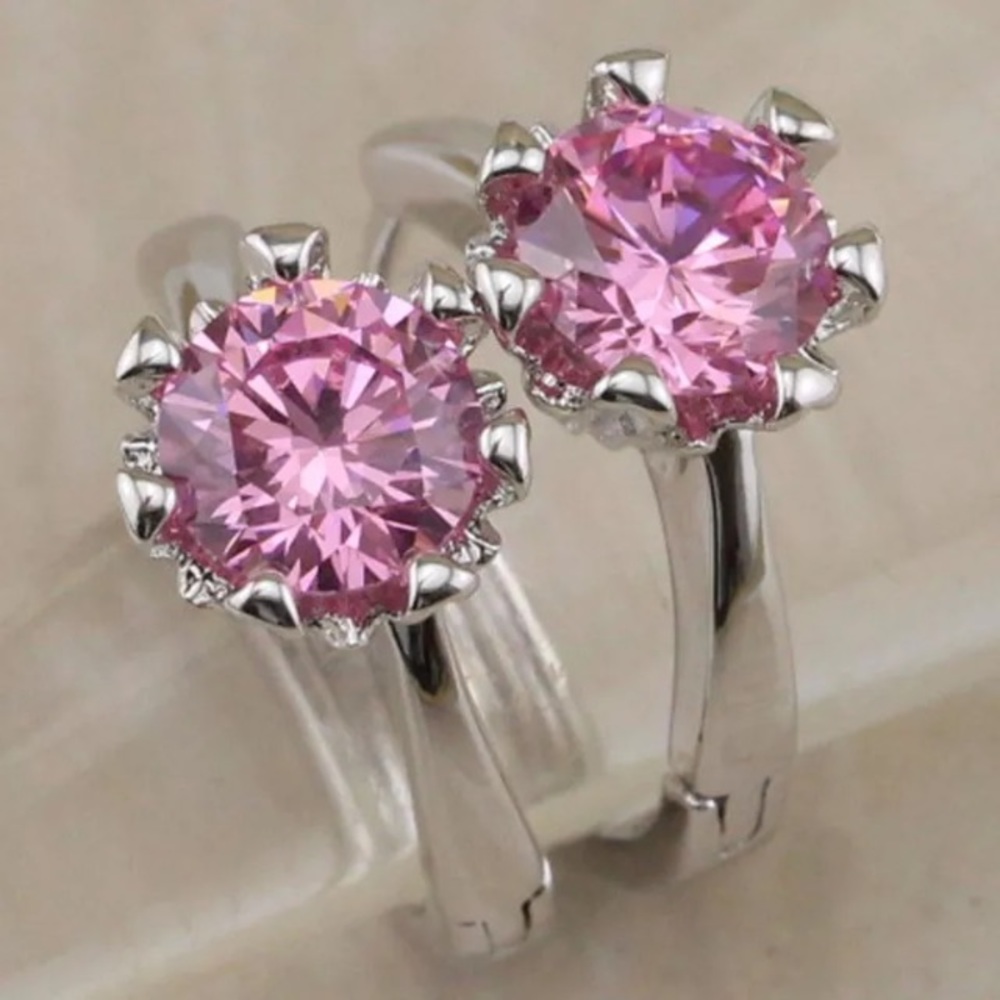 Pink Tourmaline Gem & White Gold Huggie Earrings