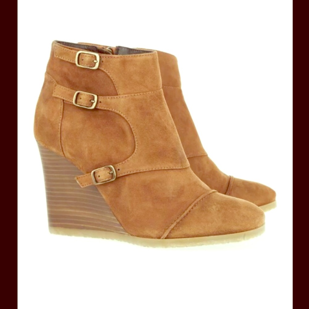 J. Crew Greer Cognac Wedge Booties - Picture 1 of 4