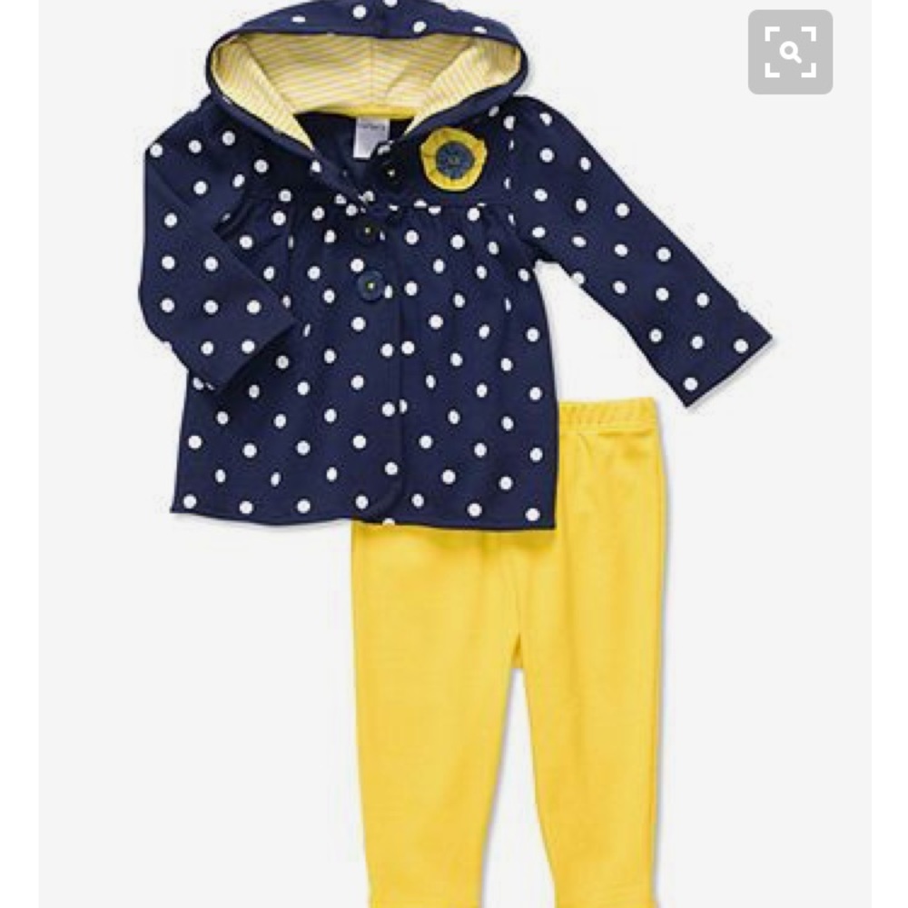 🔴SOLD🔴 Carter's Blue Polka Dot Hoodie & Pant Set - Picture 1 of 6