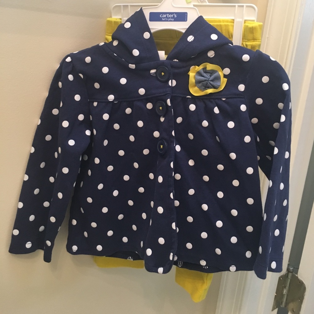 🔴SOLD🔴 Carter's Blue Polka Dot Hoodie & Pant Set - Picture 5 of 6