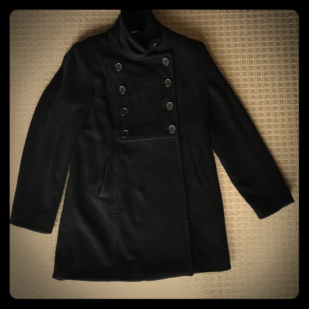 Andrew Marc black long pea coat