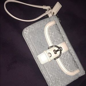 Coach Blue and white wristlet