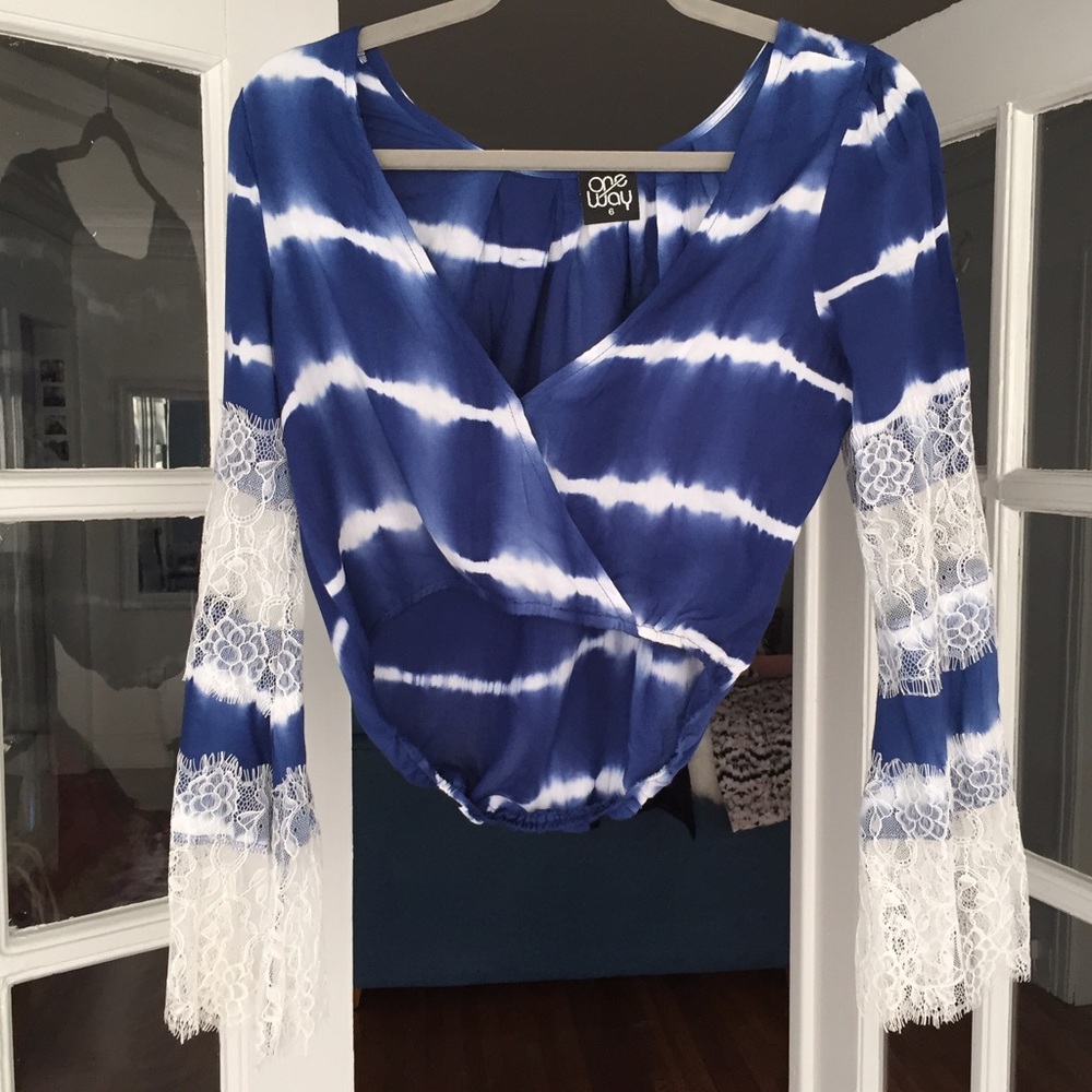 LF boho tie-dye lace top