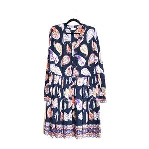 Tory Burch Pleated Silk Dress, 12, Paisley