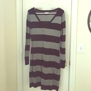 Old Navy grey and black stripped sweater dress.