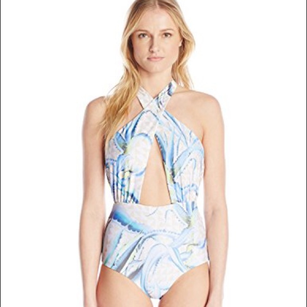Mara Hoffman Cross Front Halter Swimsuit XS NWT