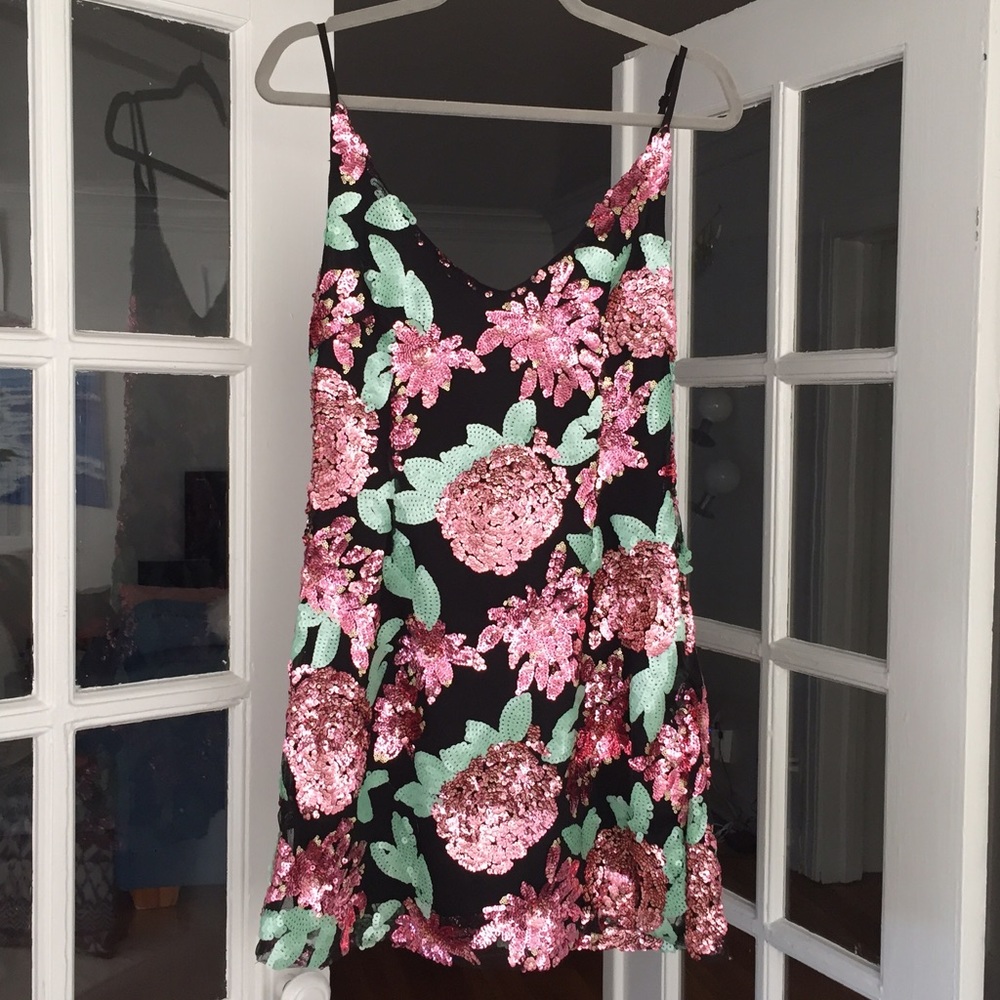 Bright floral sequins dress