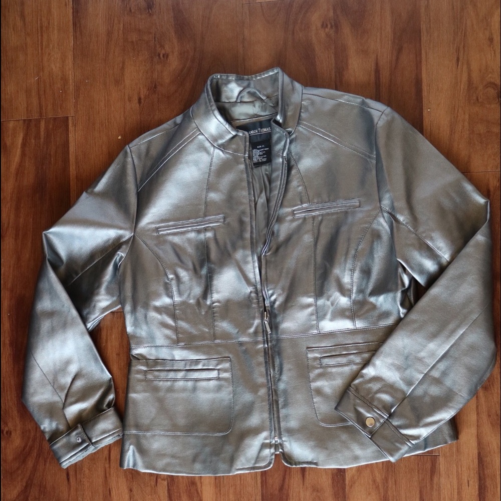 Metallic Faux Leather Jacket