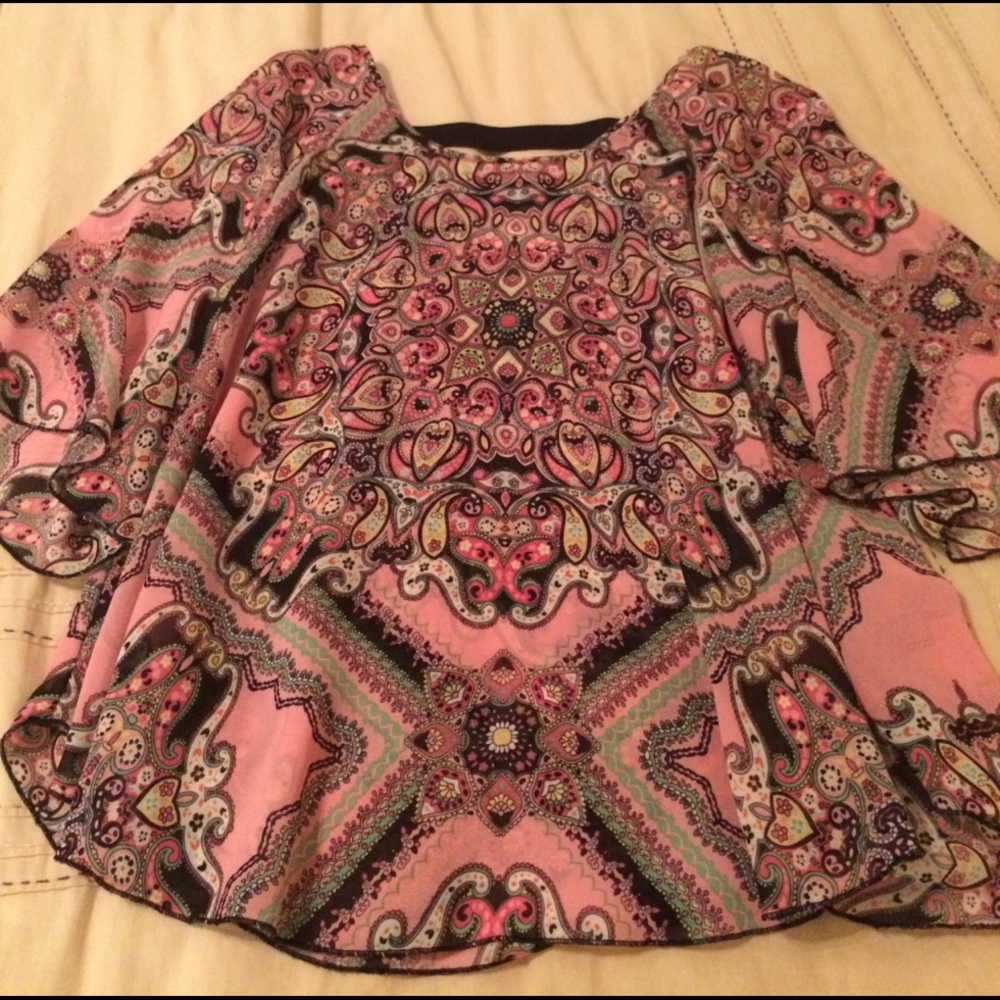 NY & Co pink and black blouse. MED NWOT
