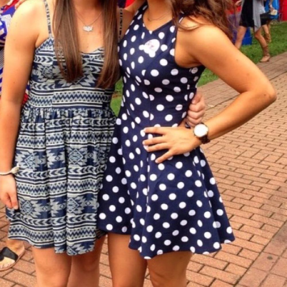 Navy polka dot dress