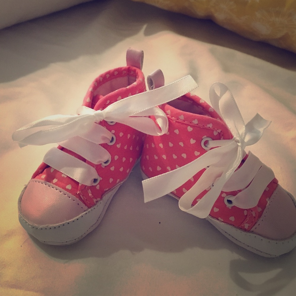 Pink heart high tops newborn