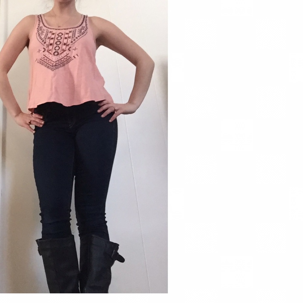 Tribal Patterned Tank with Back Cut Out