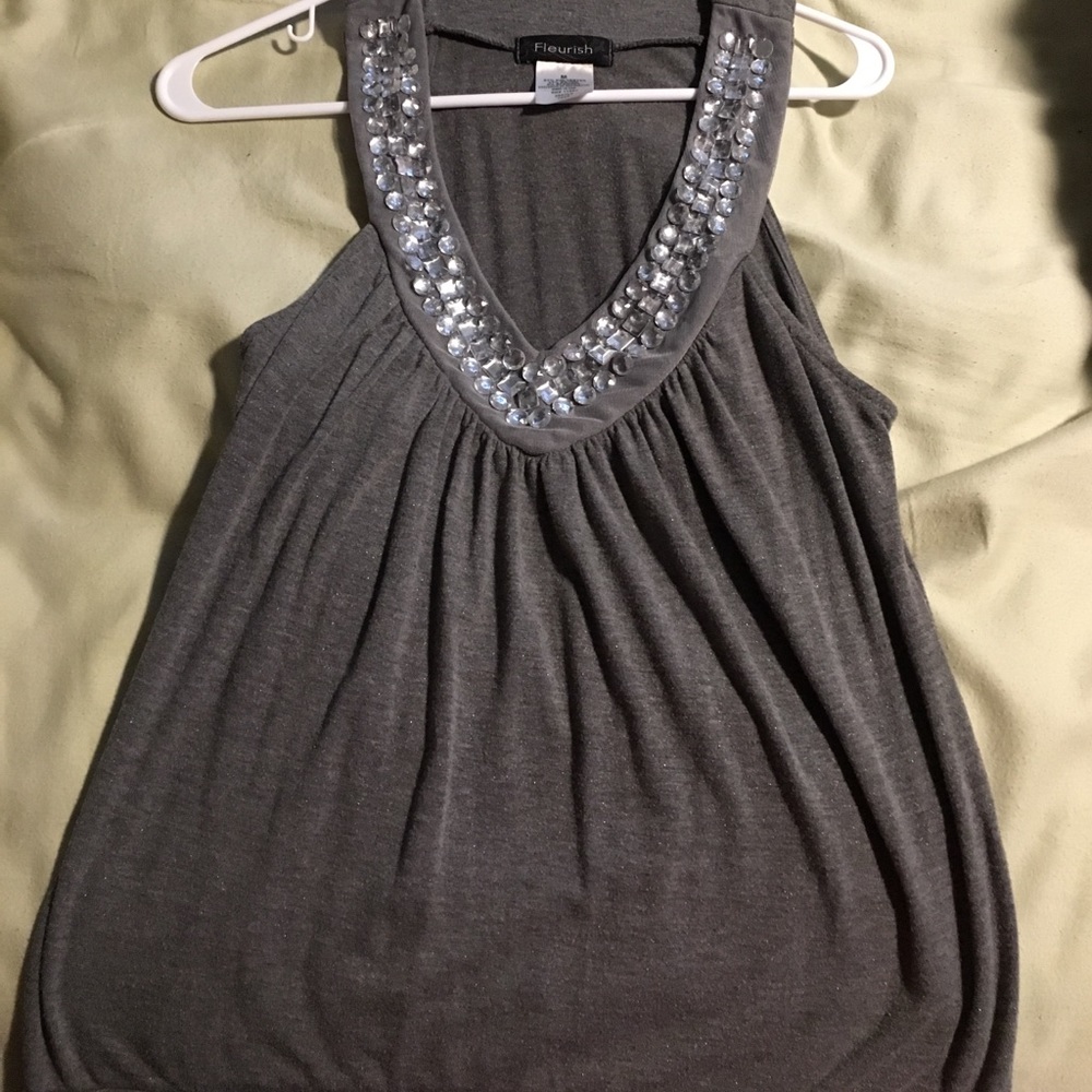 Tank with bead detailing around neckline