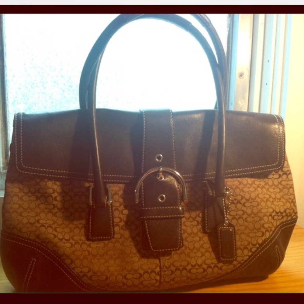 COACH Brown Fabric & Leather Hand Bag.