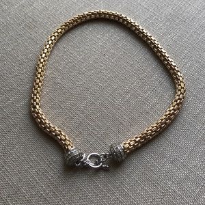 Gold Snake Necklace with diamond closure