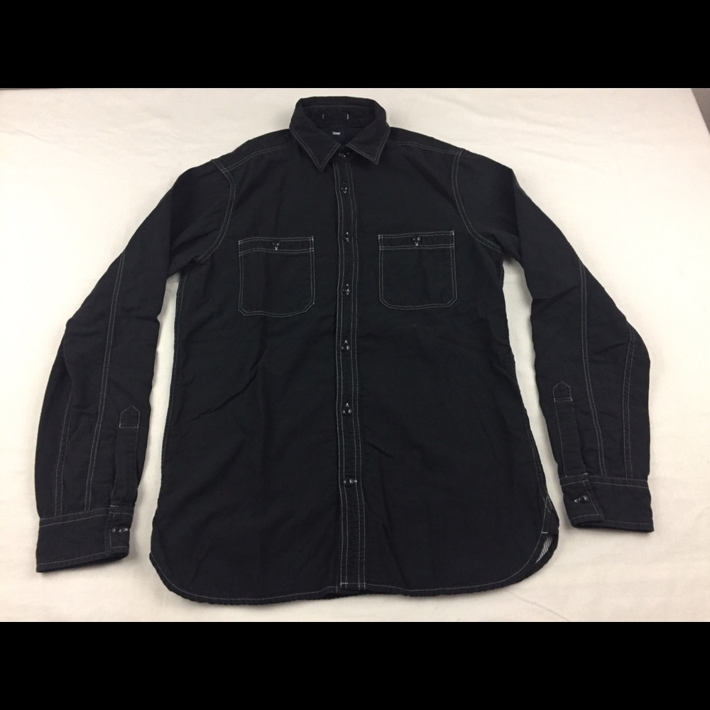 Gap Men's Black Button Down Dress Shirt Sz Small