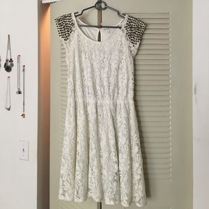 Lace Dress with Studded Shoulders