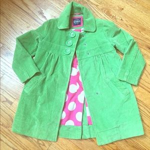 VGUC Mini Boden lime green cord coat