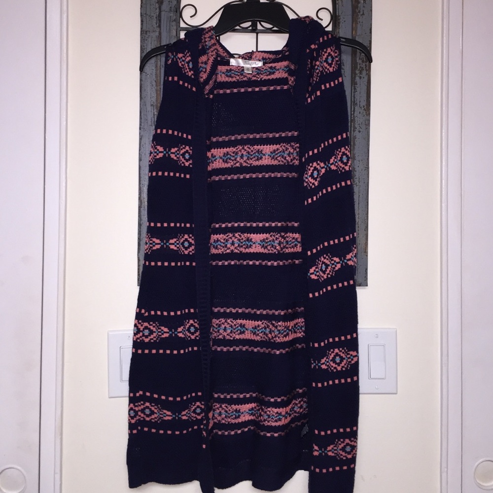Navy Blue Aztec Design Cardigan