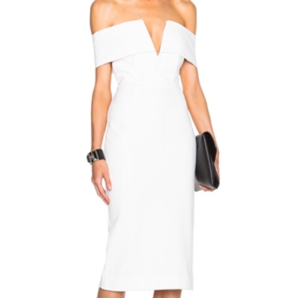 Nicholas Shoulder Band V White Dress 0