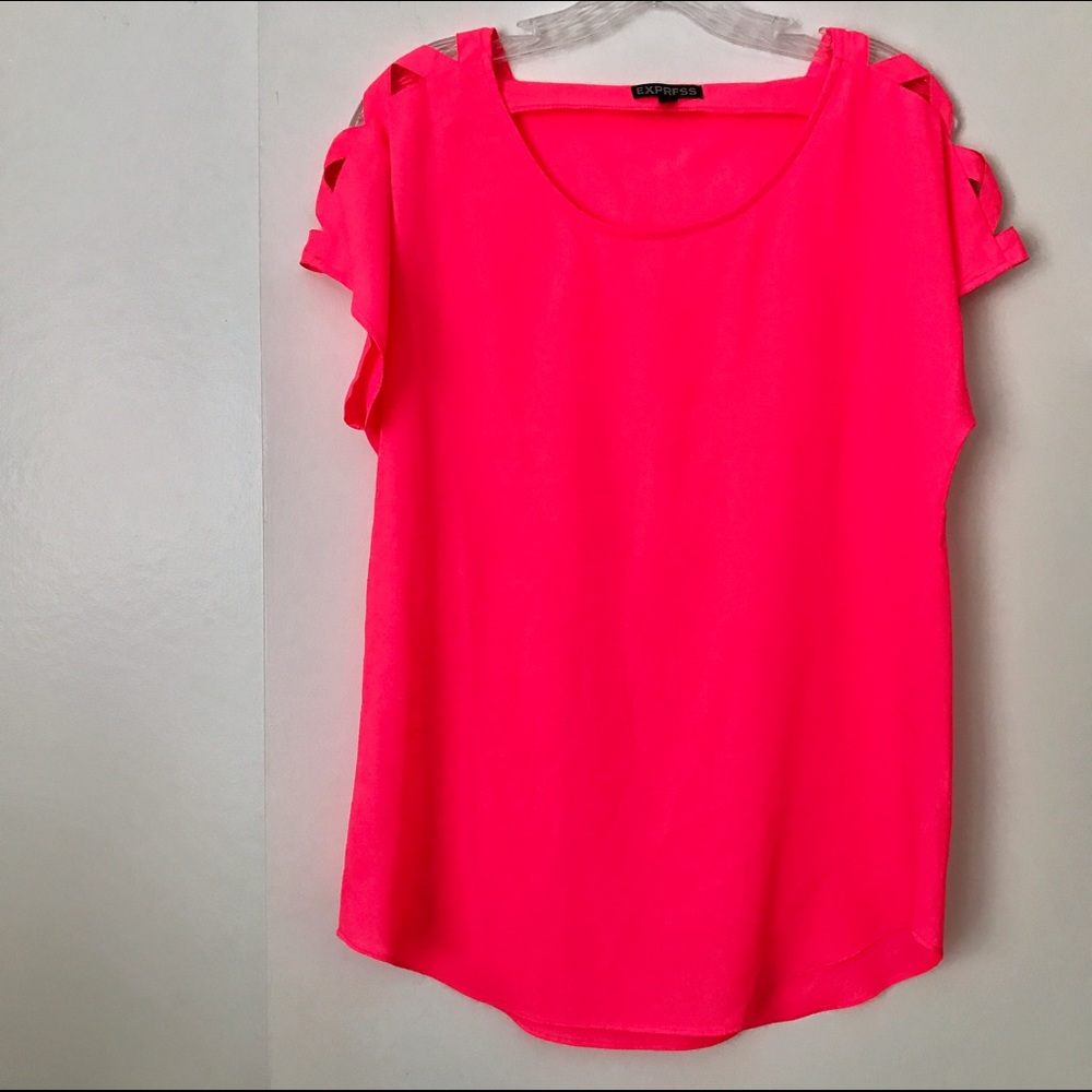 EUC Express Scoop-Neck Blouse in Neon Pink, sz S