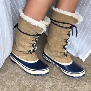 Snow boots sporto leather faux fur size 8