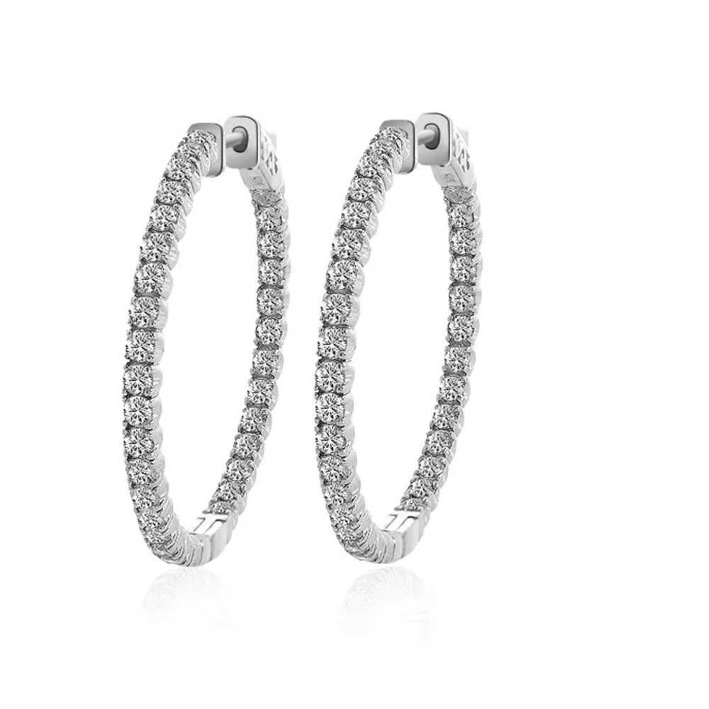 14K 3.25 Carat Eternity Inside Out Diamond Hoop