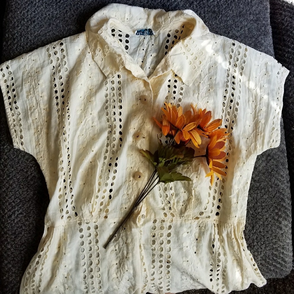 Vintage 60s cotton eyelet dress