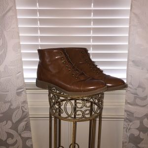 brown pleather ankle boots
