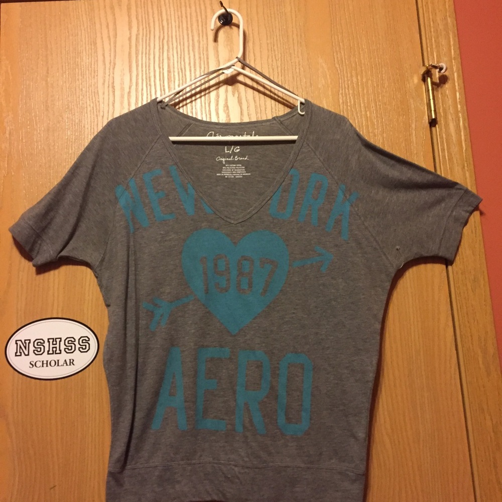 Grey and blue t shirt