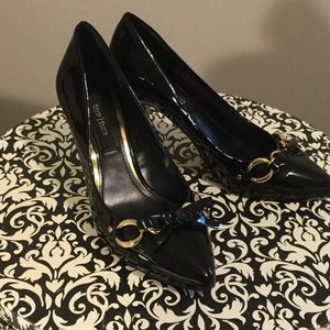 Black patent heels