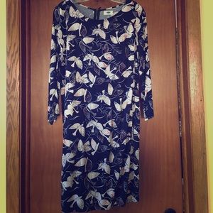 Old Navy Navy Bird Print Shift Dress