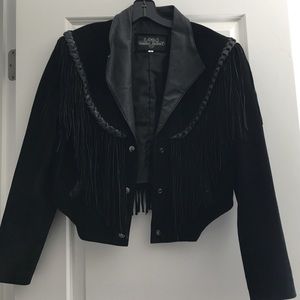 Vintage Suede Jacket with Fringe Trim