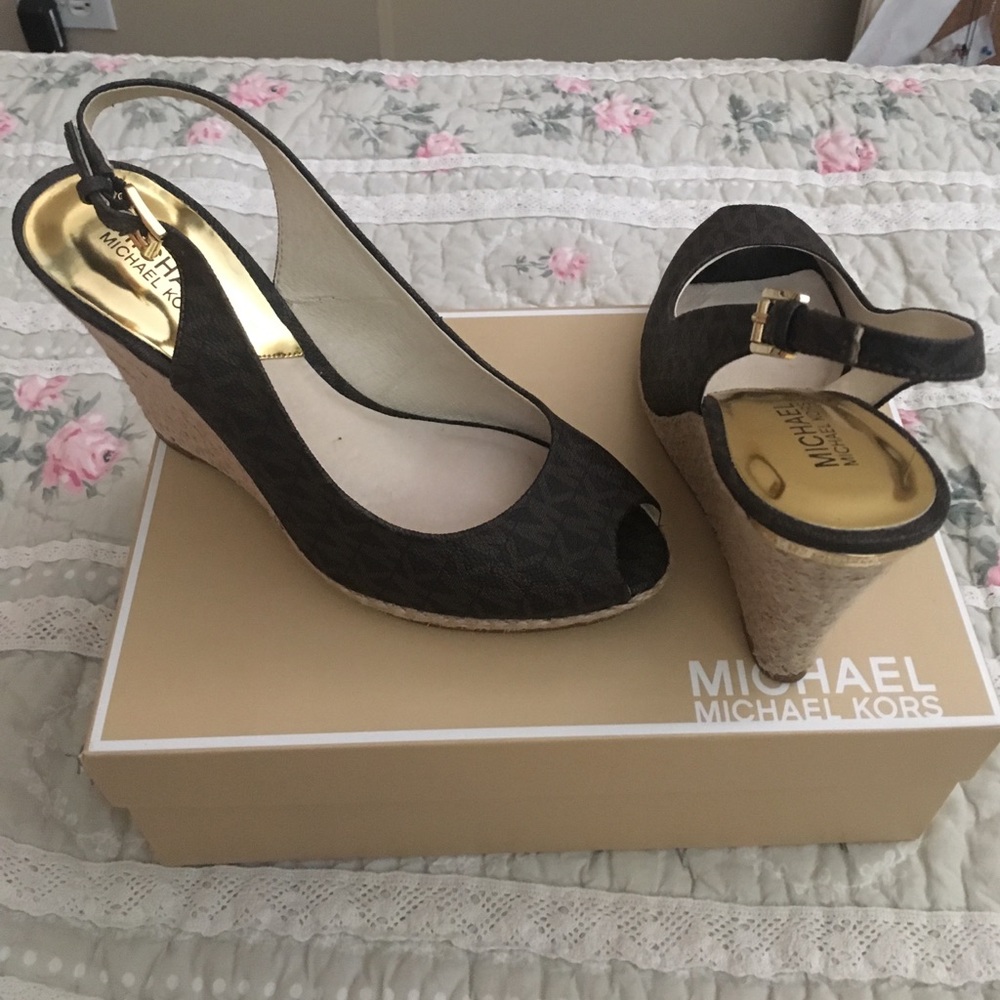 Keegan MK signature PVC espadrille slingback wedge