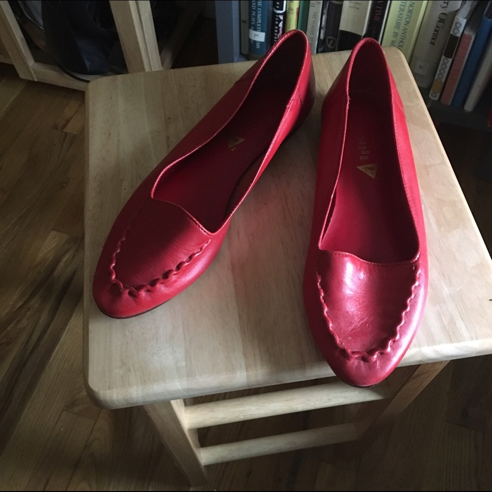 80s red leather loafers/flats