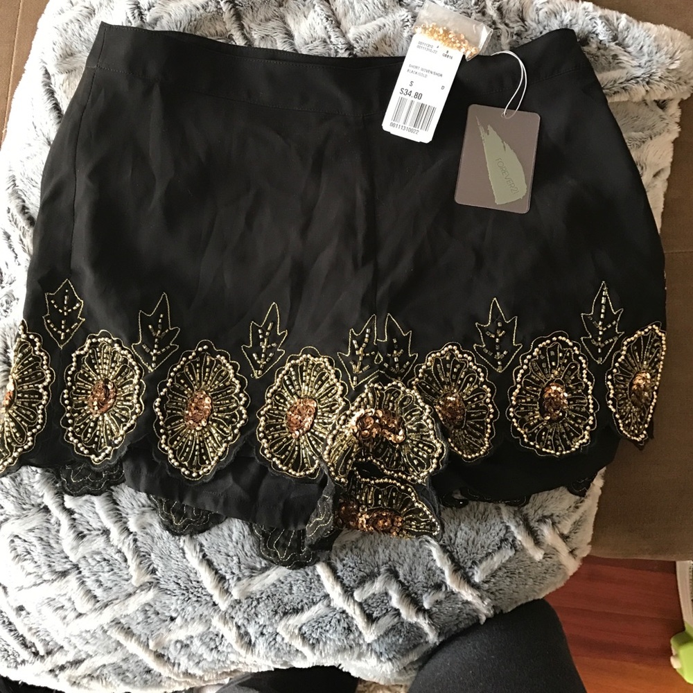 Black embellished shorts