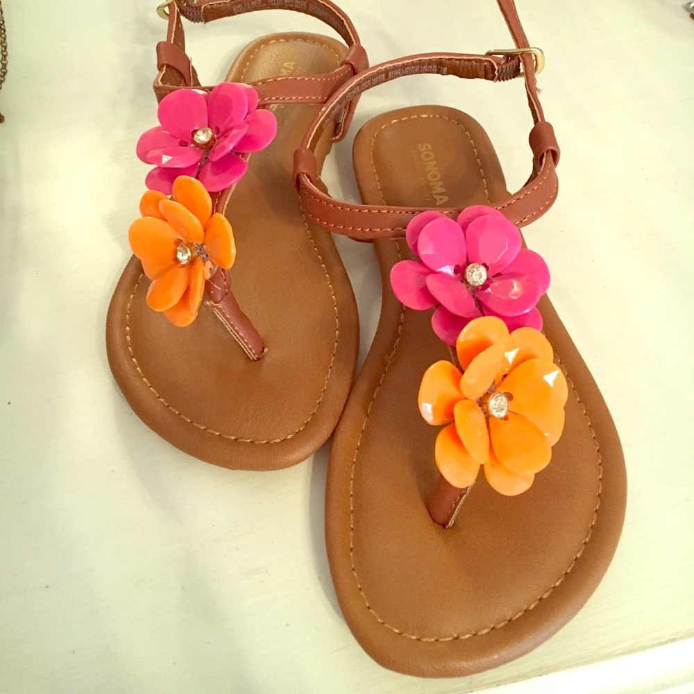 Sonoma flower sandals thongs 13 pink orange