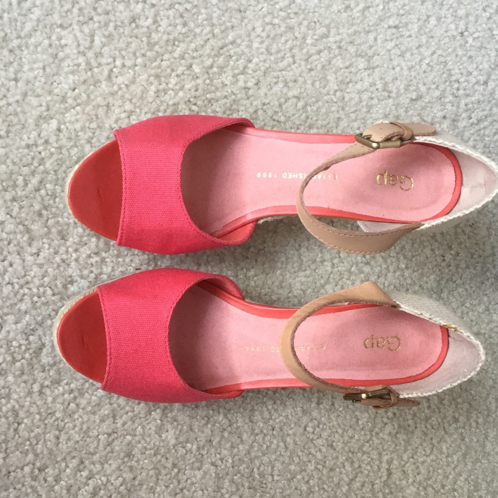 Gap wedge espadrilles, coral and beige